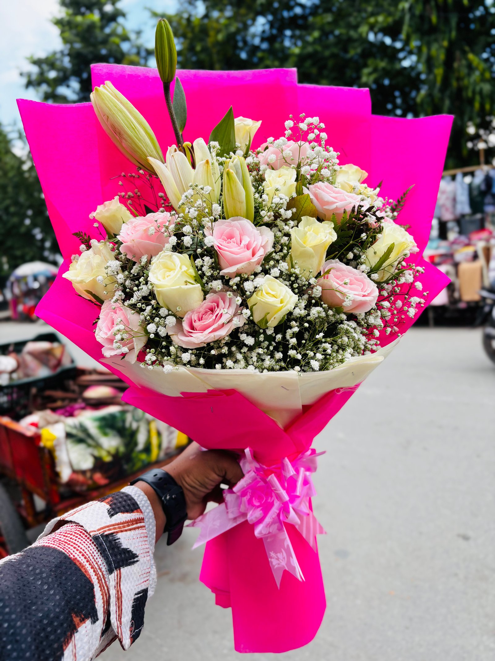 Pink white Nelish bouquet
